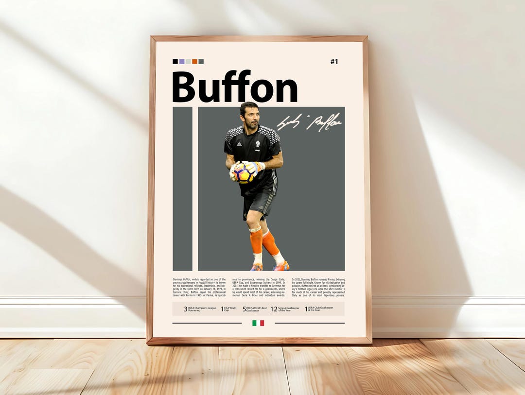 HWC Trading FR A4 Gianluigi Buffon Italy Cadeaux Imprimés Photo Autographe Signée Pour Les Fans De Football Et Les Supporters - A4 Encadré