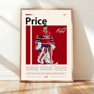 Carey Price Poster, Montreal Canadiens Poster, NHL Poster, Hockey Poster, Sports Poster, Mid-Century Modern, Sports Bedroom Posters