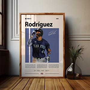 Julio Rodríguez Poster, Mariners Wall Art, MLB Print, Baseball Decor, Seattle Fan Gift, Sports Bedroom, Man Cave Artwork