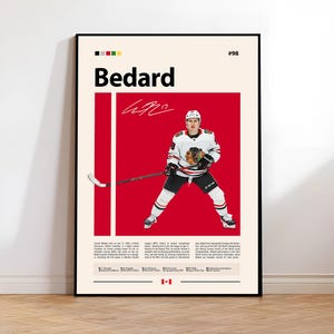 Connor Bedard Poster, Chicago Blackhawks Poster, NHL Poster, Hockey Poster, Sports Poster, Mid-Century Modern, Sports Bedroom Posters