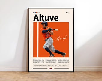 Jose Altuve Poster Venezuela, Houston Astros Druck, MLB Poster, Sport Poster, MLB Fans, Baseball Geschenk, Sport Schlafzimmer Poster