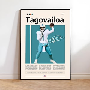 Tua Tagovailoa Poster, Miami Dolphins Print, NFL Wall Art, Football Player Decor, Dolphins Fan Gift, Sports Bedroom, Man Cave Print