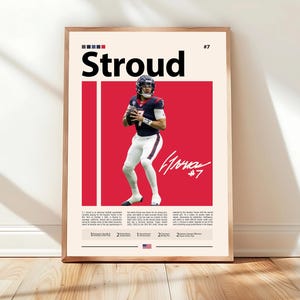 C.J. Stroud Poster, Houston Texans Print, NFL Wall Art, Football Player Decor, Texans Fan Gift, Sports Bedroom, Man Cave Print