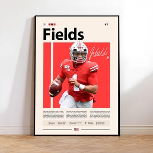 Justin Fields Poster, Chicago Bears Poster, NFL Poster, Sports Poster, NFL Fans, Football Poster, NFL Wall Art, Sports Bedroom Posters