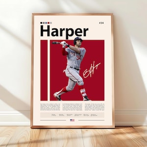 Bryce Harper Poster, Philadelphia Phillies Print, MLB Wall Art, Baseball Player Decor, Phillies Fan Gift, Sports Bedroom, Man Cave Print