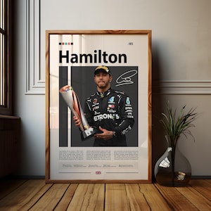 Pôster de Lewis Hamilton, pôster de Fórmula 1, pôster de corrida de F1, automobilismo, pôster de Fórmula 1, presentes de Fórmula 1, pôster de carro, pôster de esportes