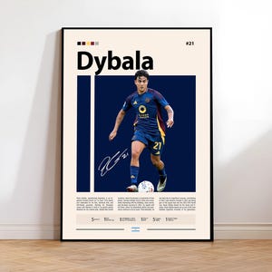 Paulo Dybala Poster, Argentina Football Print, AS Roma Poster, Sports Poster, Football Poster, Soccer Wall Art, Sports Bedroom Posters