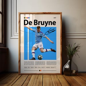 Pôster do Kevin De Bruyne Manchester City, impressão do craque da Premier League, arte de parede de estrela do futebol belga, decoração da lenda do Man City