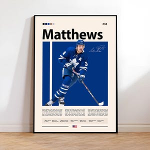 Auston Matthews Poster, Toronto Maple Leafs Poster, NHL Poster, Hockey Poster, Sports Poster, Mid-Century Modern, Sports Bedroom Posters