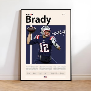 Tom Brady Poster, New England Patriots Print, NFL Wall Art, Football Player Decor, Patriots Fan Gift, Sports Bedroom, Man Cave Print