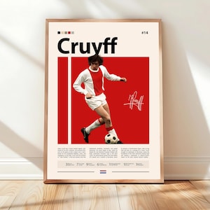 Johan Cruyff Poster, Real Madrid Footballer Poster, Soccer Gifts, Sports Poster, Football Poster, Soccer Wall Art, Sports Bedroom Posters