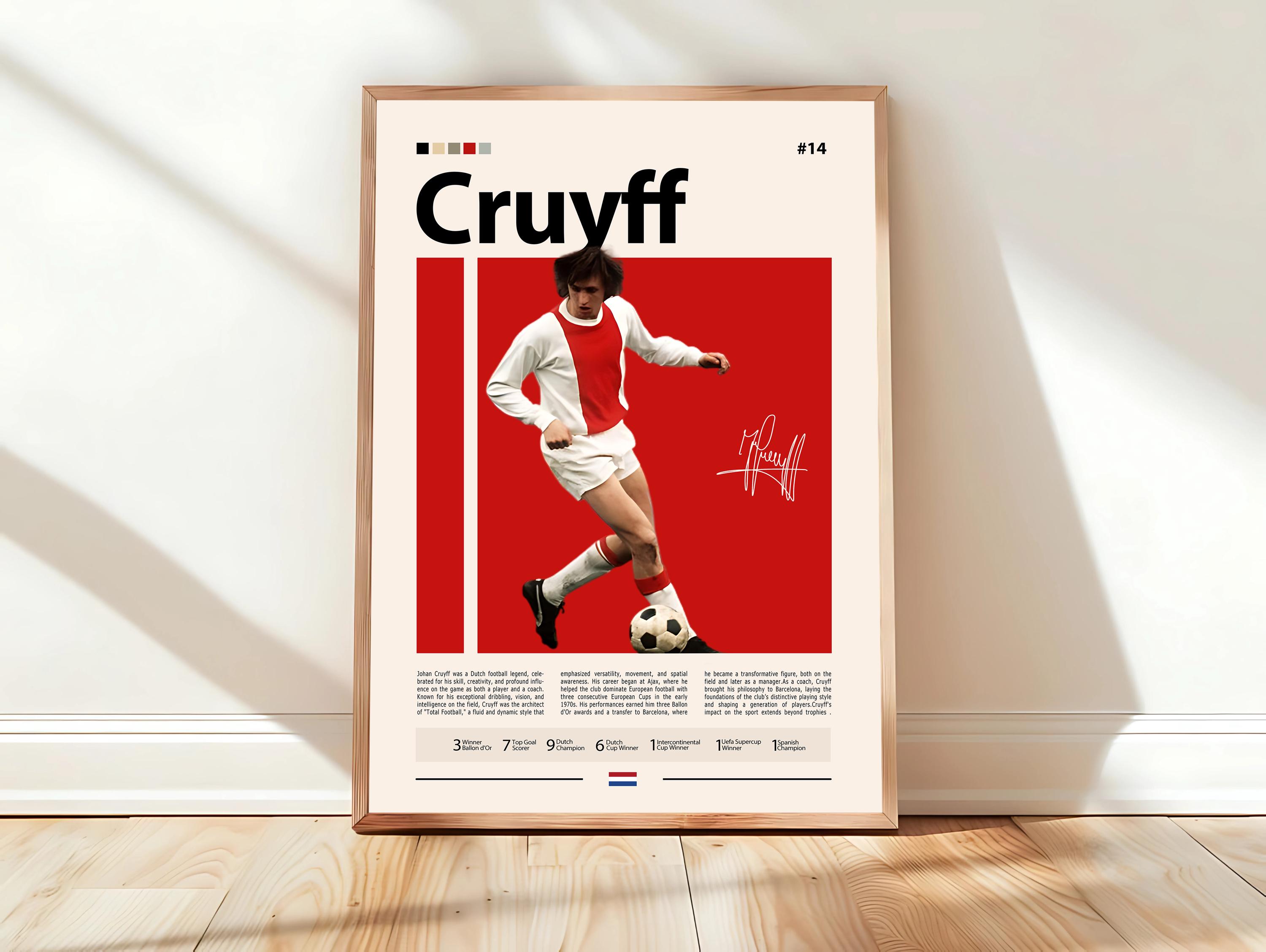 Johan Cruyff Poster, Real Madrid Footballer Poster, Soccer Gifts, Sports Poster, Football Poster, Soccer Wall Art, Sports Bedroom Posters