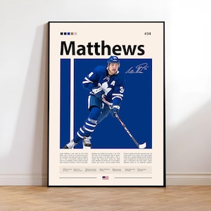 Auston Matthews Poster, Toronto Maple Leafs Poster, NHL Poster, Hockey Poster, Sports Poster, Mid-Century Modern, Sports Bedroom Posters