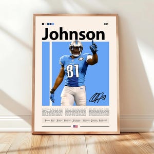Calvin Johnson Poster, Detroit Lions Print, NFL Wall Art, Football Player Decor, Lions Fan Gift, Sports Bedroom, Man Cave Print