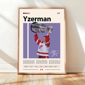 Steve Yzerman Poster, Detroit Red Wings Poster, NHL Poster, Hockey Poster, Sports Poster, Mid-Century Modern, Sports Bedroom Posters