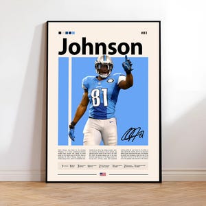 Calvin Johnson Poster, Detroit Lions Print, NFL Wall Art, Football Player Decor, Lions Fan Gift, Sports Bedroom, Man Cave Print
