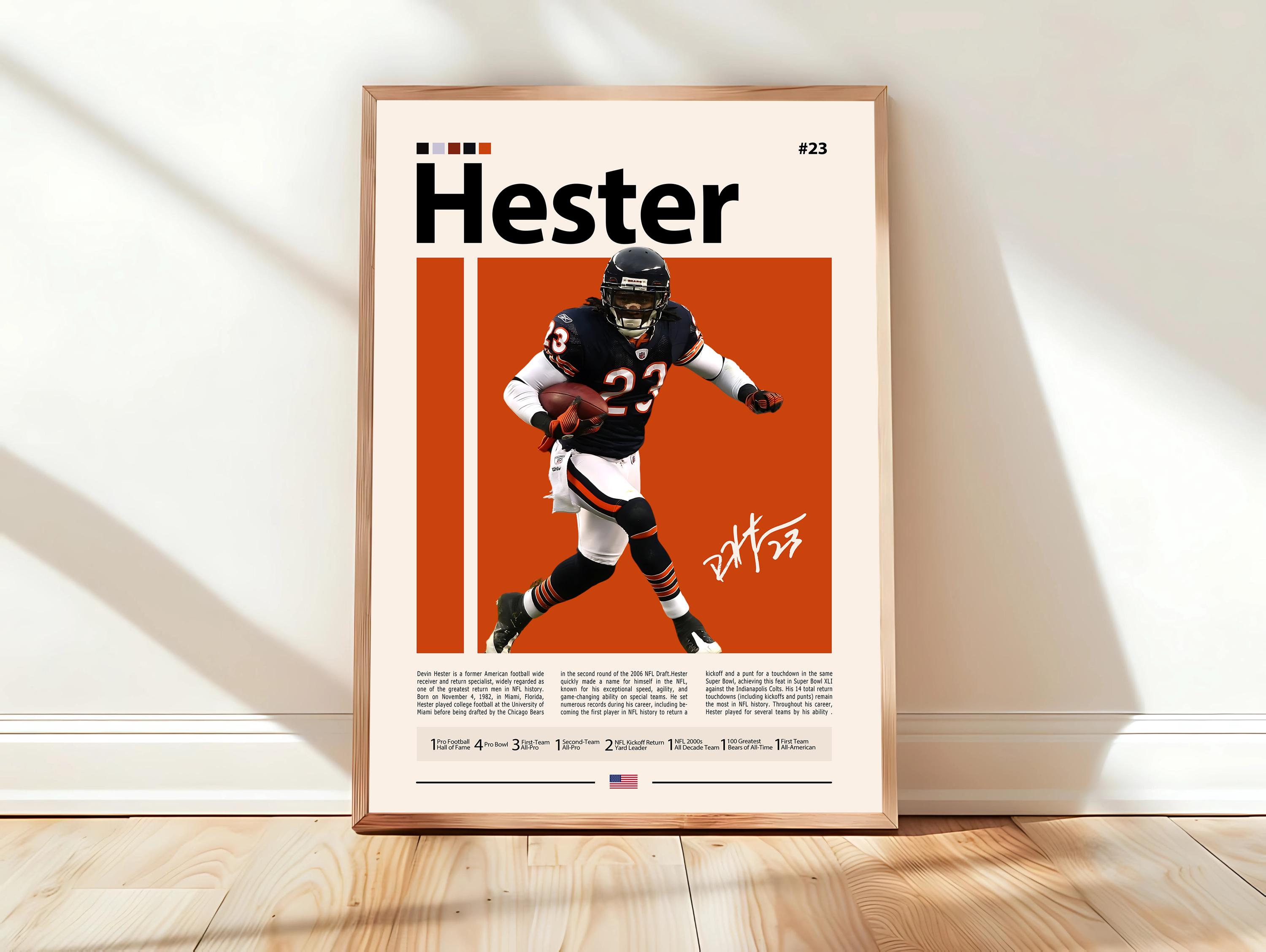 Devin Hester Poster, Chicago Bears Print, NFL Poster, Sports Poster, NFL Fans, Football Poster, NFL Wall Art, Sports Bedroom Posters