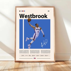 Russell Westbrook Oklahoma City Thunder Poster, NBA Wall Art, Basketball Legend Print, OKC Thunder Fan Decor, MVP Sports Memorabilia