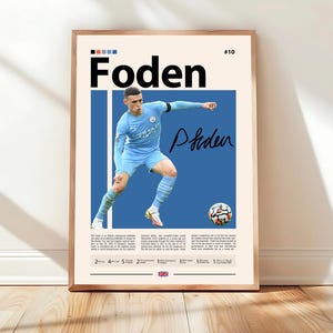 Phil Foden Manchester City & England Football Poster, Premier League Star Wall Art, Soccer Print, Man City Memorabilia