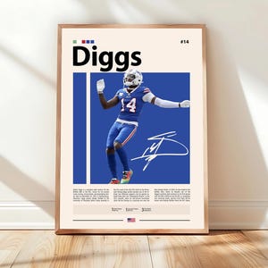 Poster di Stefon Diggs, poster dei Buffalo Bills, regalo per i fan dei Bills, poster della NFL, poster sportivo, poster di football, arte murale della NFL, poster sportivi per la camera da letto