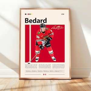 Connor Bedard Poster, Chicago Blackhawks Poster, NHL Poster, Hockey Poster, Sports Poster, Mid-Century Modern, Sports Bedroom Posters