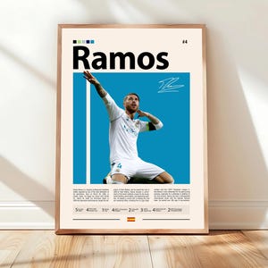 Sergio Ramos Poster, Real Madrid Poster, Soccer Gifts, Sports Poster, Football Player Poster, Soccer Wall Art, Sports Bedroom Posters