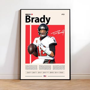 Tom Brady Poster, Tampa Bay Buccaneers Print, NFL Wall Art, Football Player Decor, Buccaneers Fan Gift, Sports Bedroom, Man Cave Print