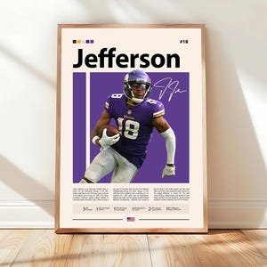 Justin Jefferson Poster, Minnesota Vikings Print, NFL Poster, Sports Poster, Football Poster, NFL Wall Art, Sports Bedroom Posters