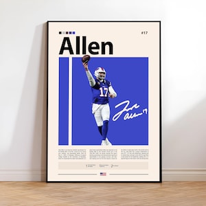 Josh Allen Poster, Buffalo Bills Print, NFL Wall Art, Football Player Decor, Bills Fan Gift, Sports Bedroom Artwork, Man Cave Print