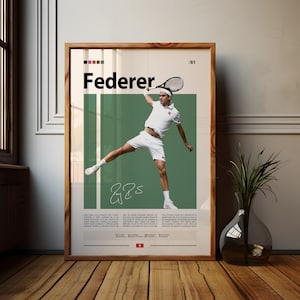 Pôster de Roger Federer, Pôster de Tênis, Pôster Motivacional, Pôster Esportivo, Arte Esportiva Moderna, Presentes de Tênis, Pôster Minimalista, Arte de Tênis