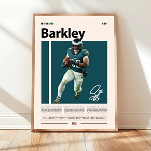 Saquon Barkley Poster, Philadelphia Eagles Print, NFL Wall Art