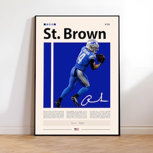 Amon-Ra St. Brown Poster, Detroit Lions Print, NFL Wall Art, Football Player Decor, Lions Fan Gift, Sports Bedroom, Man Cave Print