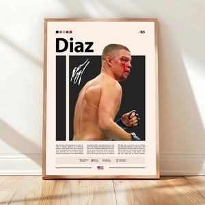 Nate Diaz Poster, UFC Poster, MMA Poster, Boxing Poster, Sports Poster, Mid-Century Modern, Motivational Poster, Sports Bedroom Posters