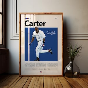 ジョー・カーターのポスター、トロント・ブルージェイズのプリント、MLB ウォールアート、野球選手の装飾、ブルージェイズのファンへのギフト、スポーツ寝室、男の隠れ家プリント