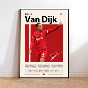 Virgil van Dijk Poster, Liverpool Soccer Print, Soccer Gifts, Sports Poster, Football Player Poster, Soccer Wall Art, Sports Bedroom Posters