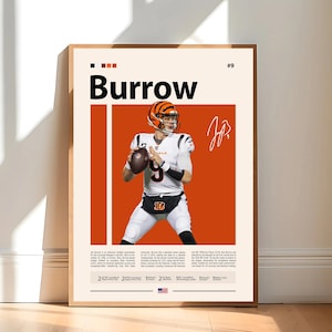 Joe Burrow Poster, Cincinnati Bengals Poster, NFL Poster, Sports Poster, Football Poster, NFL Wall Art, Sports Bedroom Posters