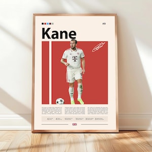 Harry Kane Poster, Tottenham Hotspur Poster, Soccer Gifts, Sports Poster, Football Player Poster, Soccer Wall Art, Sports Bedroom Posters