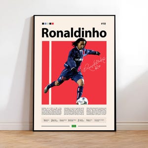 Ronaldinho Poster, Brazil Football Poster, Soccer Gifts, Sports Poster, Football Player Poster, Soccer Wall Art, Sports Bedroom Posters