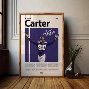 Chris Carter Poster, Minnesota Vikings Print, NFL Wall Art, Football Player Decor, Vikings Fan Gift, Sports Bedroom, Man Cave Print