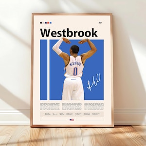 Russell Westbrook Oklahoma City Thunder Poster, NBA Wall Art, Basketball Sports Decor, OKC Thunder Legend Print, Fan Memorabilia,MVP Artwork