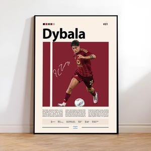 Paulo Dybala Poster, Argentina Football Print, AS Roma Poster, Sports Poster, Football Poster, Soccer Wall Art, Sports Bedroom Posters