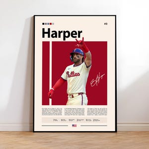 Bryce Harper Poster, Philadelphia Phillies Print, MLB Wall Art, Baseball Player Decor, Phillies Fan Gift, Sports Bedroom, Man Cave Print