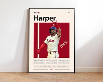 Bryce Harper Poster, Philadelphia Phillies Druck, MLB Wandkunst, Baseballspieler Dekor, Phillies Fan Geschenk, Sport Schlafzimmer, Manneshöhle Druck