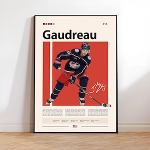 Johnny Gaudreau Poster, Calgary Flames Poster, NHL Poster, Hockey Poster, Sports Poster, Mid-Century Modern, Sports Bedroom Posters