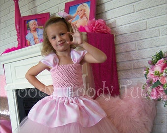 MINI DOLL Crochet Tutu Dress with Pink Plaid Skirt