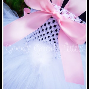 LITTLE BUNNY LOVE White Crocheted Bunny Tutu Dress with Ear Clippies and Headband image 2