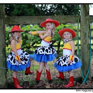 STORYTIME COWGIRL Jessie Inspired 5pc Tutu Set with Corseted Top, Twirl Skirt, Wrist Cuffs and Cowgirl Hat image 2