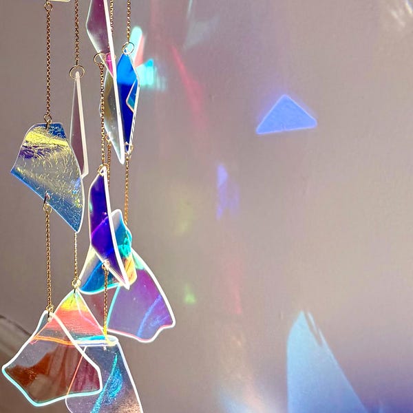 Dichroic Glass Suncatcher | Window Sun Catcher Creates Moving Rainbows | Unique and Handmade Glass Art