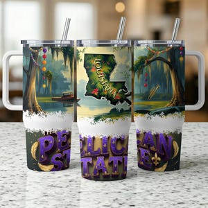 Louisiana Pelican State Tumbler Wrap Design: 40oz, DIY (Digital Download)