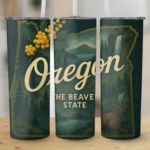 Oregon State Tumbler Wrap, Beaver State PNG, Commercial Use Digital File, Skinny Tumbler Design, Digital Download Oregon